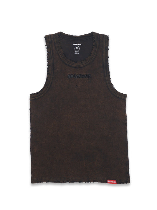 Men's Destroyed Heavyweight Tank Top - Black