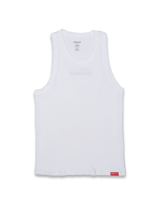 Men's Destroyed Heavyweight Tank Top - White